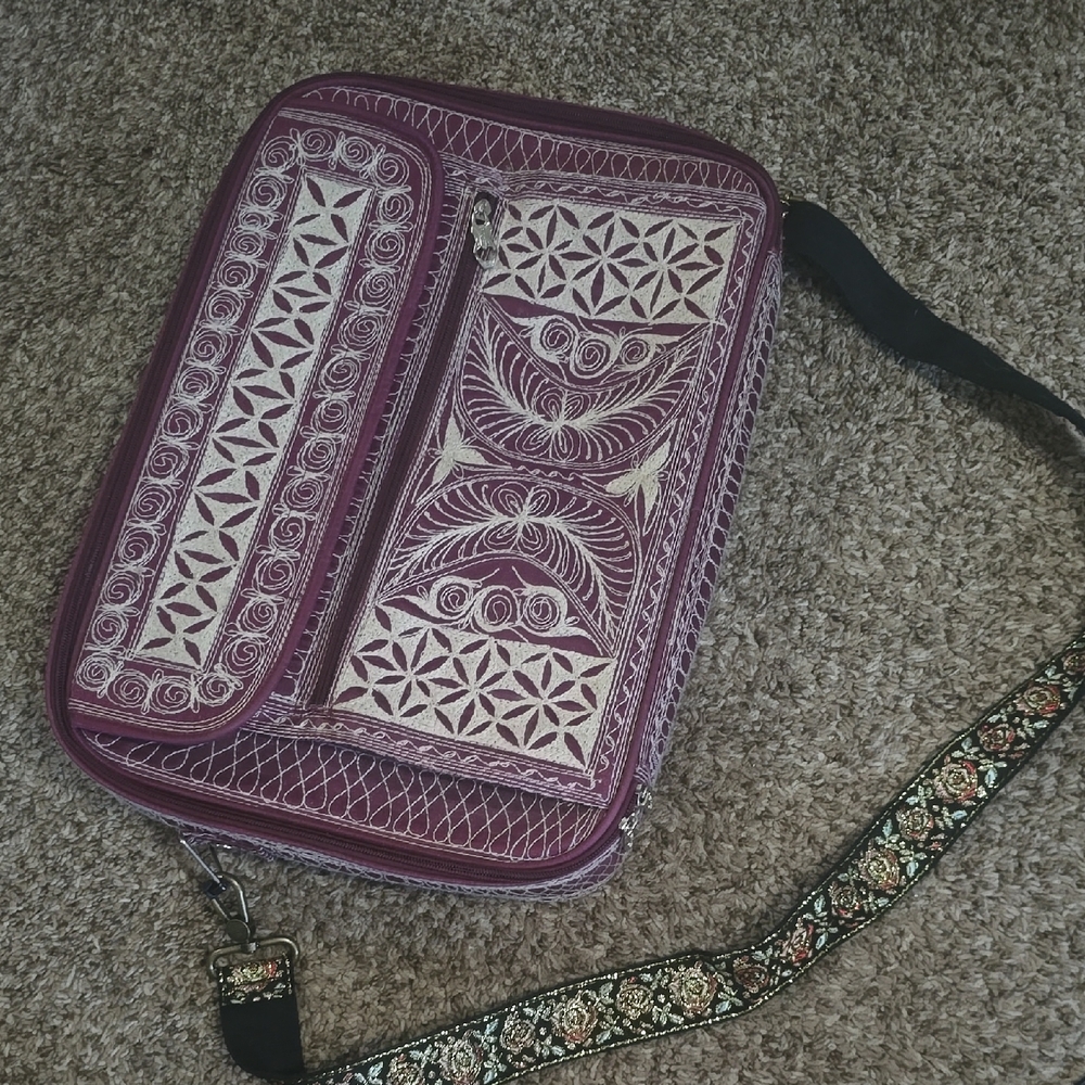 Embroidered Purple Laptop Case